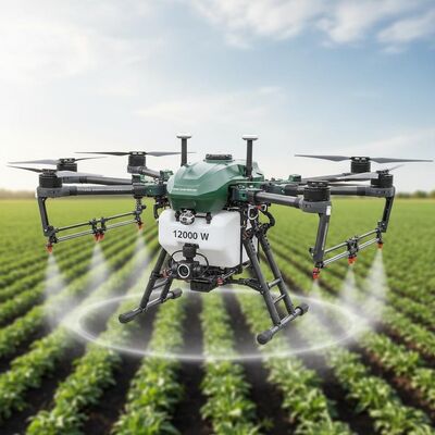 Drone agrícola de alta precisión 12000 W Duración del vuelo con pulverizador de UAV de forma de pulverización de sector